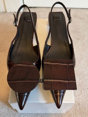Jacquemus Duelo Croc-Embossed Pointed Slingback Heels Sz 40